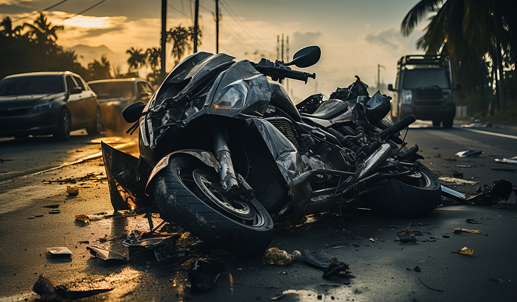 motorcycle accident with major damages